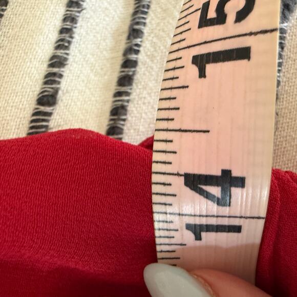 TADASHI SHOJI Red Silk Chiffon Ruffle Skirt Halter Sheath Cocktail Dress Medium - Picture 7 of 8